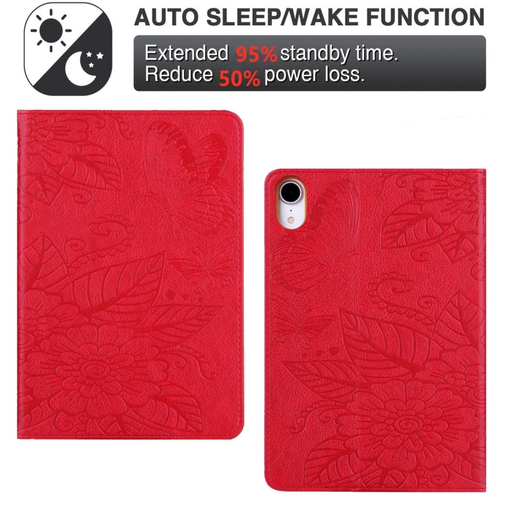 For iPad mini 6 / mini 2024 Butterfly Love Flower Embossed Leather Smart Tablet Case(Red) - iPad mini 2024 Cases by buy2fix | Online Shopping UK | buy2fix