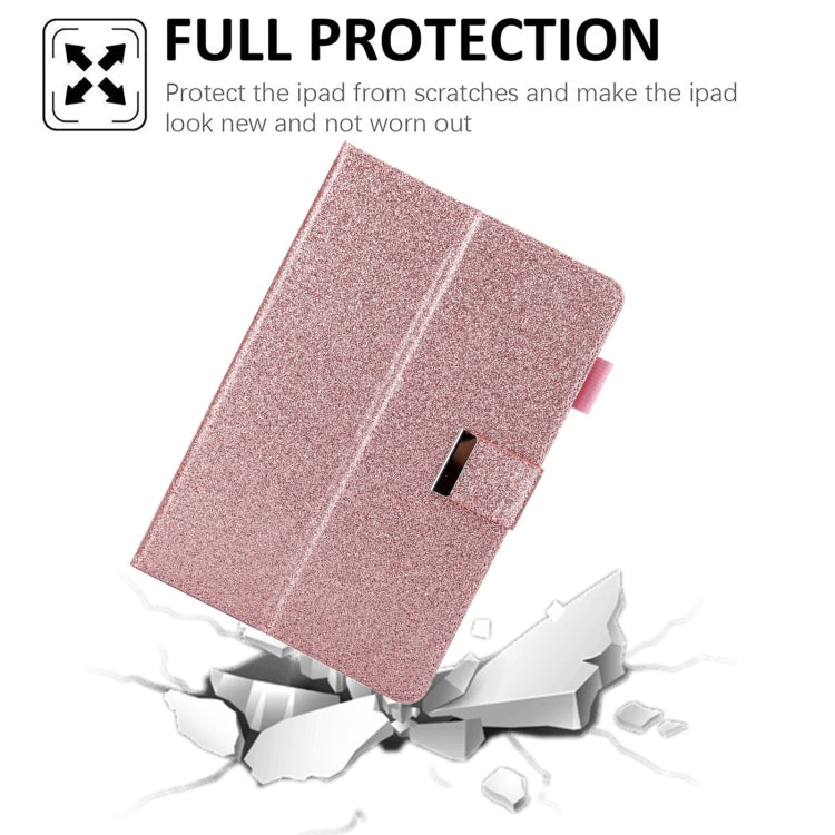 For iPad mini 6 / mini 2024 Hardware Buckle Deformation Holder Smart Leather Tablet Case(Glitter Rose Gold) - iPad mini 2024 Cases by buy2fix | Online Shopping UK | buy2fix