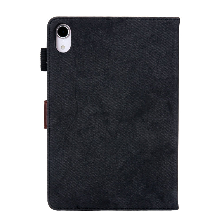 For iPad mini 6 / mini 2024 Fabric Contrast Color Smart Leather Tablet Case(Black) - iPad mini 2024 Cases by buy2fix | Online Shopping UK | buy2fix