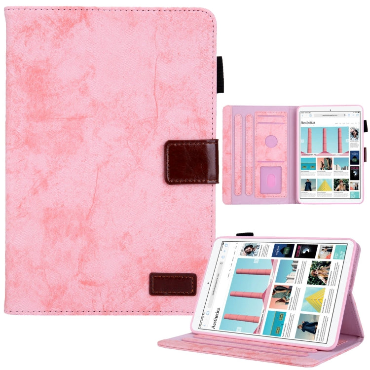 For iPad mini 6 / mini 2024 Fabric Contrast Color Smart Leather Tablet Case(Pink) - iPad mini 2024 Cases by buy2fix | Online Shopping UK | buy2fix