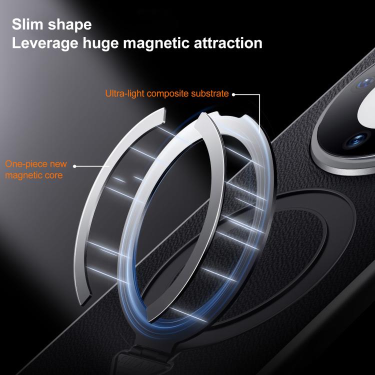 For Huawei Mate 60 SULADA Top Grain Leather MagSafe Magnetic Holder Phone Case(Black) - Huawei Cases by SULADA | Online Shopping UK | buy2fix