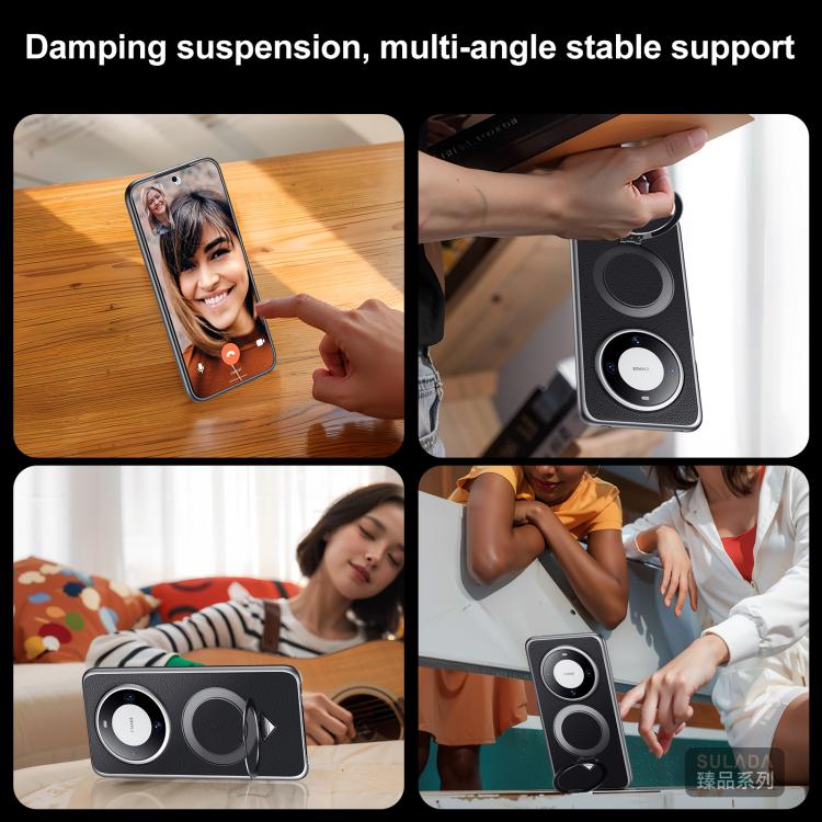 For Huawei Mate 60 Pro / Mate 60 Pro+ SULADA Top Grain Leather MagSafe Magnetic Holder Phone Case(Blue) - Huawei Cases by SULADA | Online Shopping UK | buy2fix