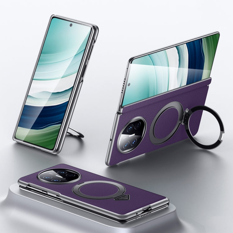 For Huawei Mate X5 / X3 SULADA Top Grain Leather MagSafe Magnetic Holder Phone Case(Purple) - Huawei Cases by SULADA | Online Shopping UK | buy2fix