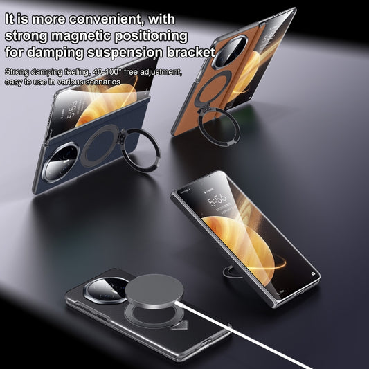 For Honor Magic V3 SULADA Top Grain Leather MagSafe Magnetic Holder Phone Case(Blue) - Honor Cases by SULADA | Online Shopping UK | buy2fix