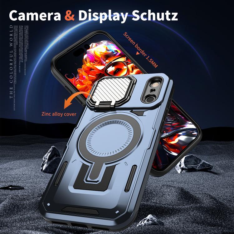 For iPhone 17 Pro Max Shield Frame Holder MagSafe Phone Case(Blue) - iPhone 17 Pro Max Cases by buy2fix | Online Shopping UK | buy2fix