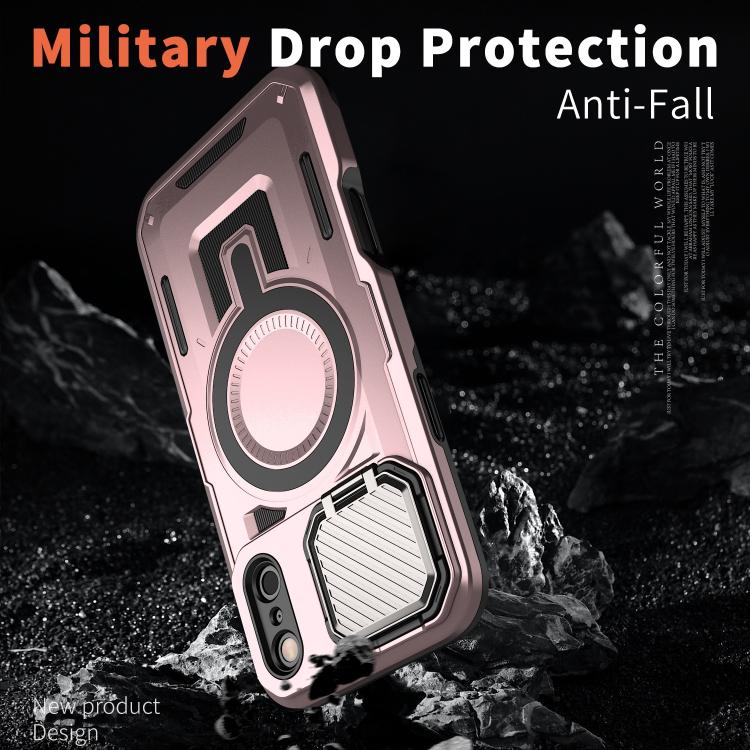 For iPhone 17 Pro Max Shield Frame Holder MagSafe Phone Case(Rose Gold) - iPhone 17 Pro Max Cases by buy2fix | Online Shopping UK | buy2fix