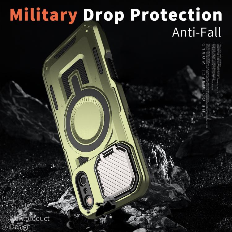 For iPhone 17 Pro Shield Frame Holder MagSafe Phone Case(Olive Green) - iPhone 17 Pro Cases by buy2fix | Online Shopping UK | buy2fix