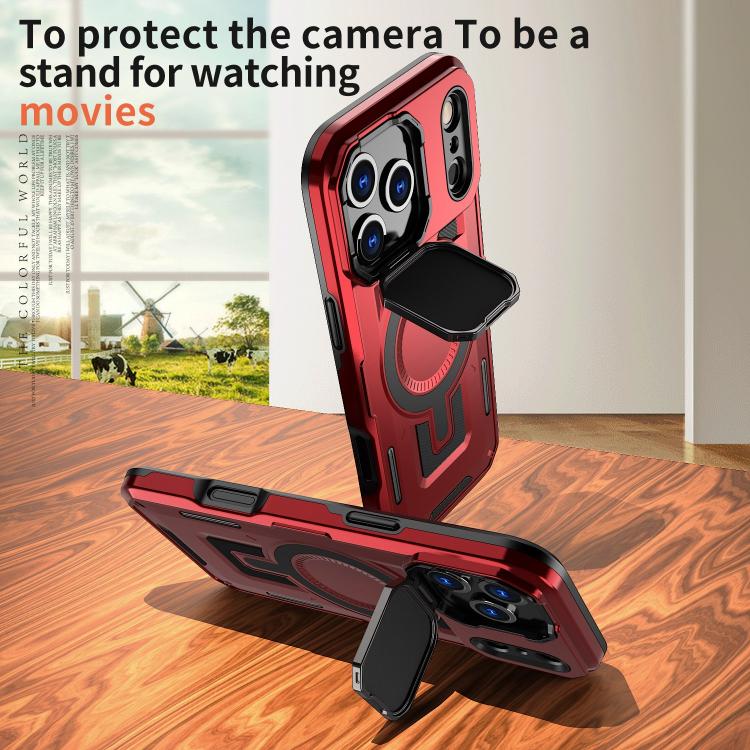 For iPhone 17 Pro Shield Frame Holder MagSafe Phone Case(Red) - iPhone 17 Pro Cases by buy2fix | Online Shopping UK | buy2fix
