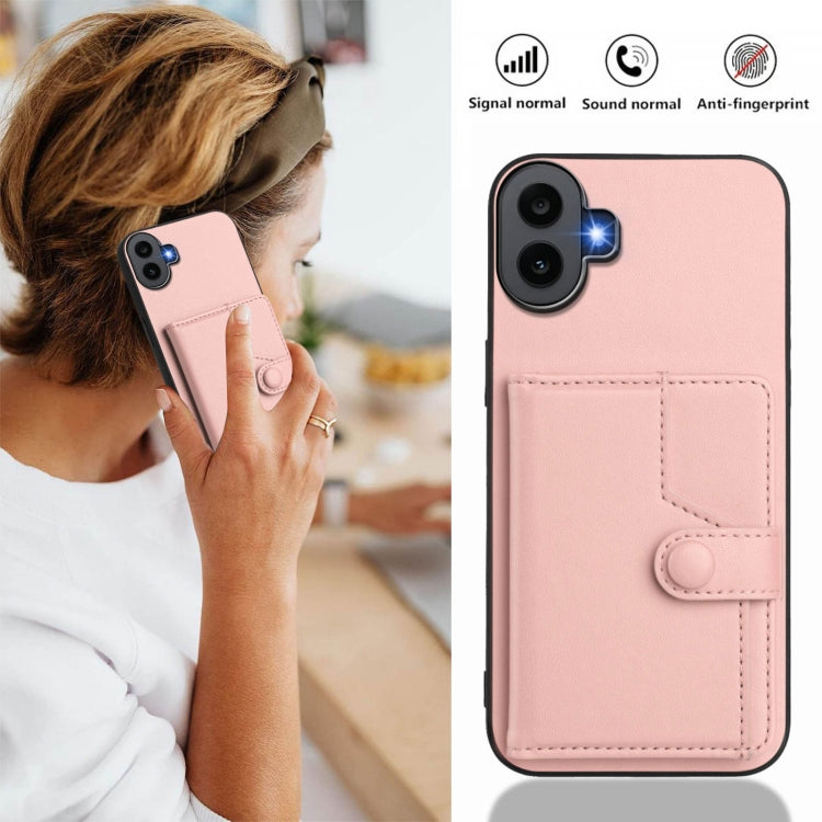 For Nothing CMF Phone 1 Button Card Bag RFID Anti-theft Phone Case(Pink) - Nothing Cases by buy2fix | Online Shopping UK | buy2fix