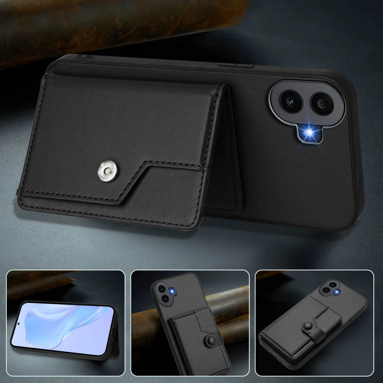 For Nothing CMF Phone 1 Button Card Bag RFID Anti-theft Phone Case(Black) - Nothing Cases by buy2fix | Online Shopping UK | buy2fix