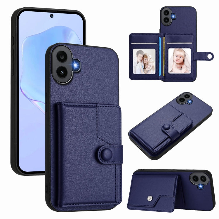 For Nothing CMF Phone 1 Button Card Bag RFID Anti-theft Phone Case(Blue) - More Brand by buy2fix | Online Shopping UK | buy2fix