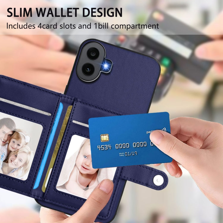 For Nothing CMF Phone 1 Button Card Bag RFID Anti-theft Phone Case(Blue) - More Brand by buy2fix | Online Shopping UK | buy2fix