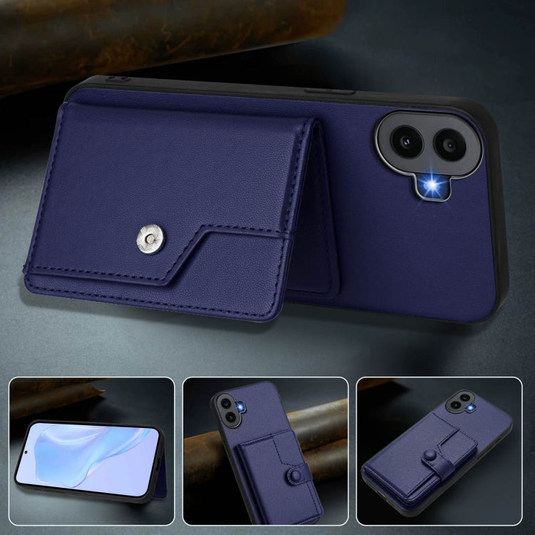 For Nothing CMF Phone 1 Button Card Bag RFID Anti-theft Phone Case(Blue) - More Brand by buy2fix | Online Shopping UK | buy2fix