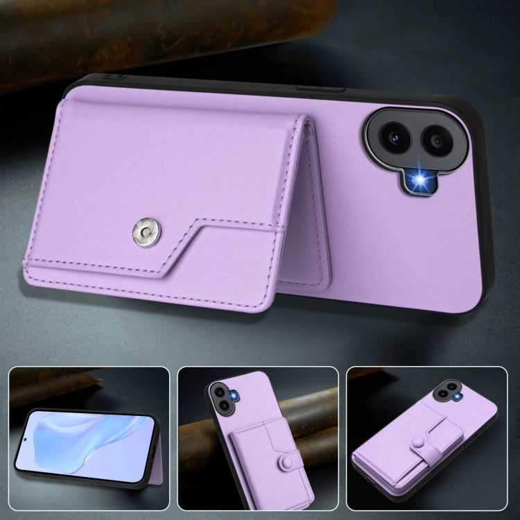 For Nothing CMF Phone 1 Button Card Bag RFID Anti-theft Phone Case(Purple) - Nothing Cases by buy2fix | Online Shopping UK | buy2fix