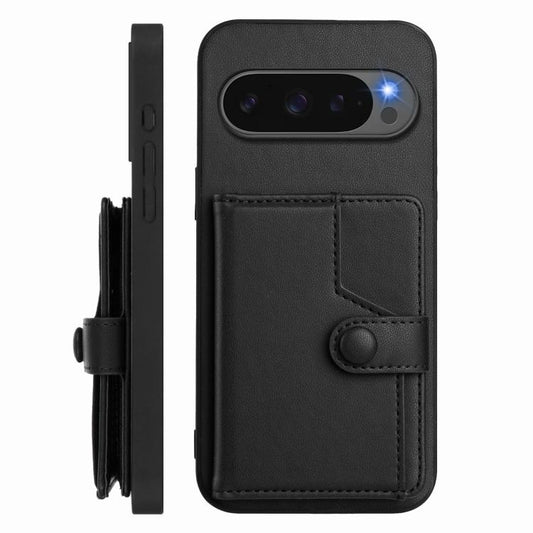 For Google Pixel 10 Pro XL Button Card Bag RFID Anti-theft Phone Case(Black) - Google Cases by buy2fix | Online Shopping UK | buy2fix