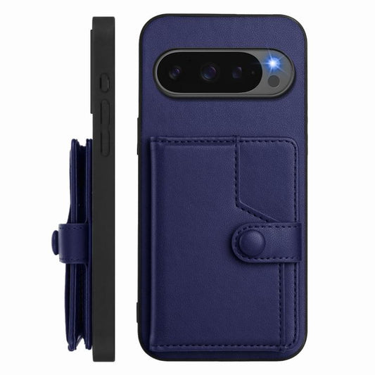 For Google Pixel 10 Pro XL Button Card Bag RFID Anti-theft Phone Case(Blue) - Google Cases by buy2fix | Online Shopping UK | buy2fix