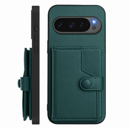For Google Pixel 10 Pro XL Button Card Bag RFID Anti-theft Phone Case(Green) - Google Cases by buy2fix | Online Shopping UK | buy2fix