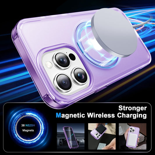For iPhone 13 Pro Frosted Skin Feel MagSafe Holder 360 Full Body Phone Case(Purple) - iPhone 13 Pro Cases by buy2fix | Online Shopping UK | buy2fix