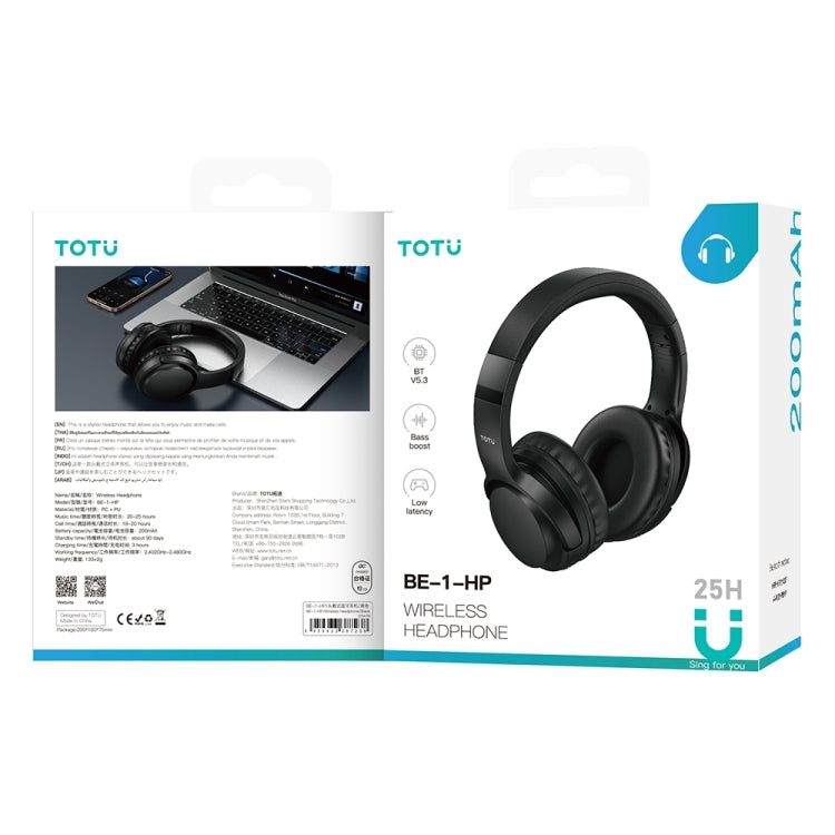 TOTUDESIGN BE-1-HP Wireless Bluetooth V5.3 Foldable Headphones(Black) - Headset & Headphone by TOTUDESIGN | Online Shopping UK | buy2fix