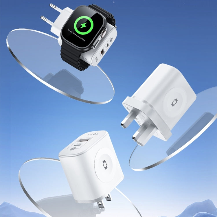 TOTUDESIGN UW128 23W USB-A to Type-C GaN Watch Fast Charging Travel Charger, Plug:US Plug(White) - Multifunction Charger by TOTUDESIGN | Online Shopping UK | buy2fix