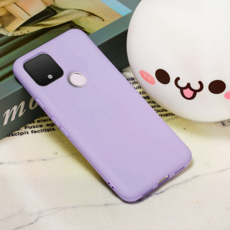 For Google Pixel 5 Pure Color Liquid Silicone Shockproof Full Coverage Case(Purple) by buy2fix