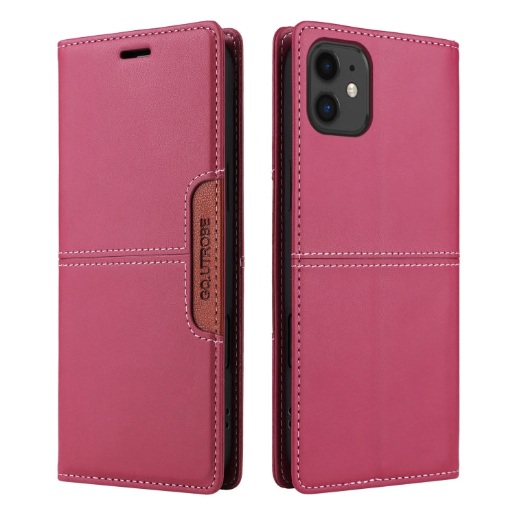 For iPhone 12 GQUTROBE G01 RFID Anti-theft Leather Phone Case(Red) - iPhone 12 / 12 Pro Cases by GQUTROBE | Online Shopping UK | buy2fix