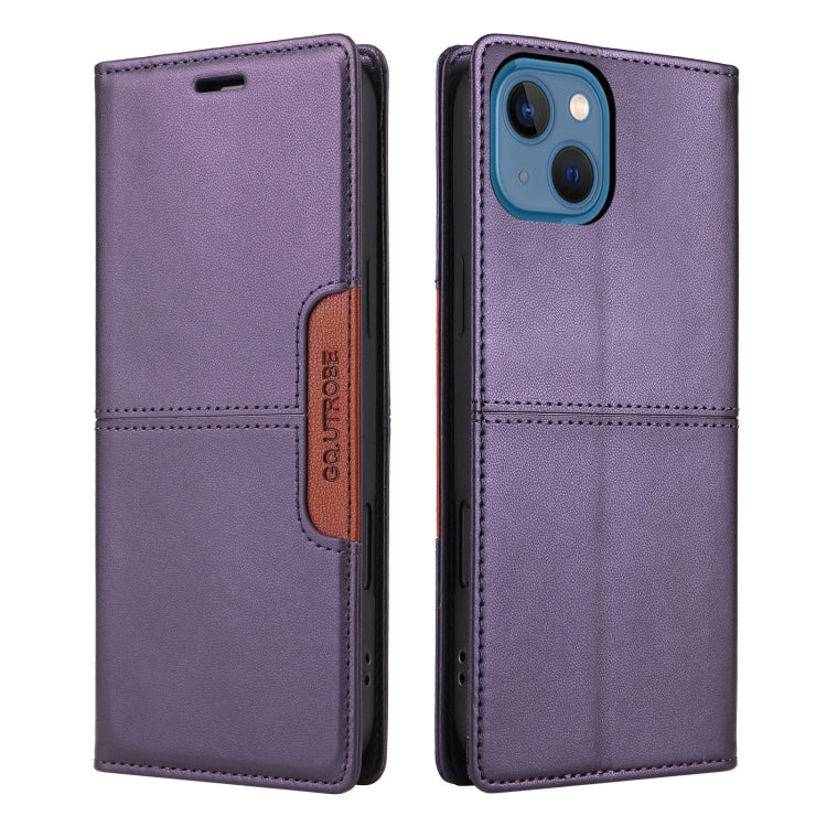 For iPhone 14 / 13 GQUTROBE G01 RFID Anti-theft Leather Phone Case(Purple) - iPhone 14 Cases by GQUTROBE | Online Shopping UK | buy2fix