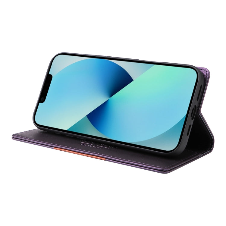 For iPhone 14 / 13 GQUTROBE G01 RFID Anti-theft Leather Phone Case(Purple) - iPhone 14 Cases by GQUTROBE | Online Shopping UK | buy2fix