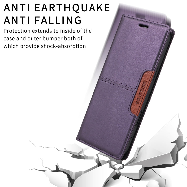 For iPhone 14 / 13 GQUTROBE G01 RFID Anti-theft Leather Phone Case(Purple) - iPhone 14 Cases by GQUTROBE | Online Shopping UK | buy2fix