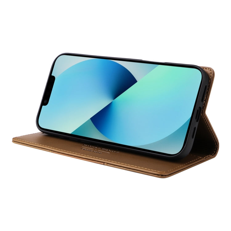 For iPhone 15 Plus / 14 Plus GQUTROBE G01 RFID Anti-theft Leather Phone Case(Brown) - iPhone 15 Plus Cases by GQUTROBE | Online Shopping UK | buy2fix