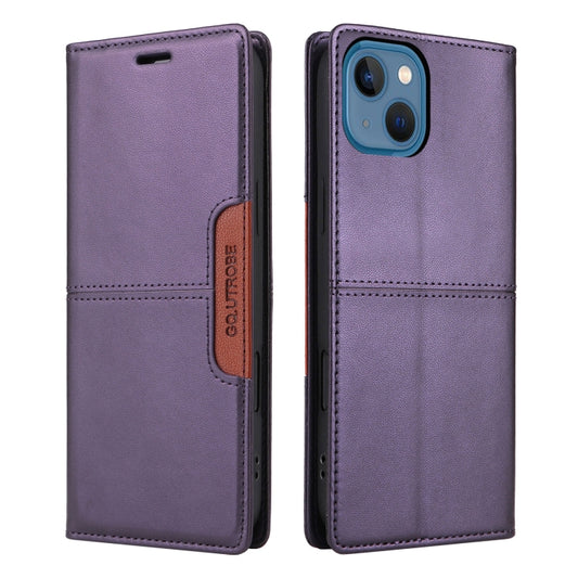 For iPhone 15 GQUTROBE G01 RFID Anti-theft Leather Phone Case(Purple) - iPhone 15 Cases by GQUTROBE | Online Shopping UK | buy2fix