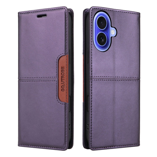 For iPhone 16 GQUTROBE G01 RFID Anti-theft Leather Phone Case(Purple) by GQUTROBE