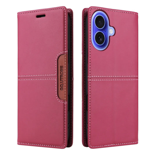 For iPhone 16 Plus GQUTROBE G01 RFID Anti-theft Leather Phone Case(Red) by GQUTROBE