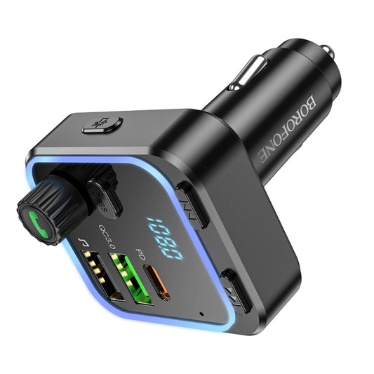 Borofone BC53 Highway PD20W & QC3.0 Car Bluetooth FM Transmitter(Black) - Bluetooth Adapters by Borofone | Online Shopping UK | buy2fix