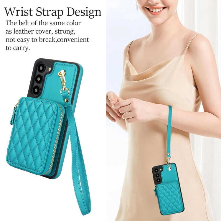 For Samsung Galaxy S23 5G AwQuer Crossbody Zipper Wallet Rhombic Leather Back Phone Case(Green) - Galaxy S23 5G Cases by Awquer | Online Shopping UK | buy2fix