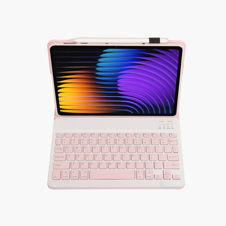 For Xiaomi Pad 7 / 7 Pro 11.2 inch A0N13 Ultra-thin Detachable Bluetooth Keyboard Leather Tablet Case(Pink White) - Others Keyboard by buy2fix | Online Shopping UK | buy2fix