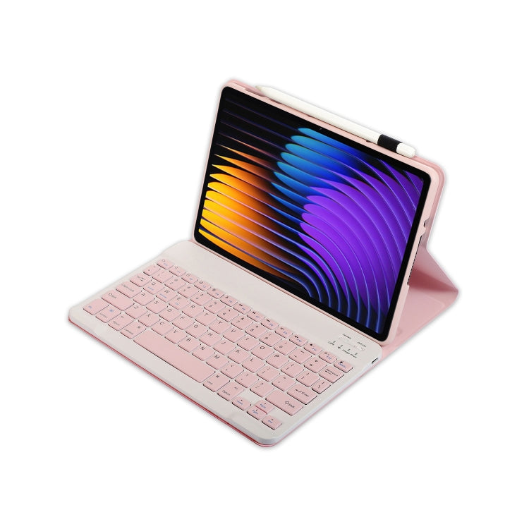 For Xiaomi Pad 7 / 7 Pro 11.2 inch A0N13 Ultra-thin Detachable Bluetooth Keyboard Leather Tablet Case(Pink White) - Others Keyboard by buy2fix | Online Shopping UK | buy2fix