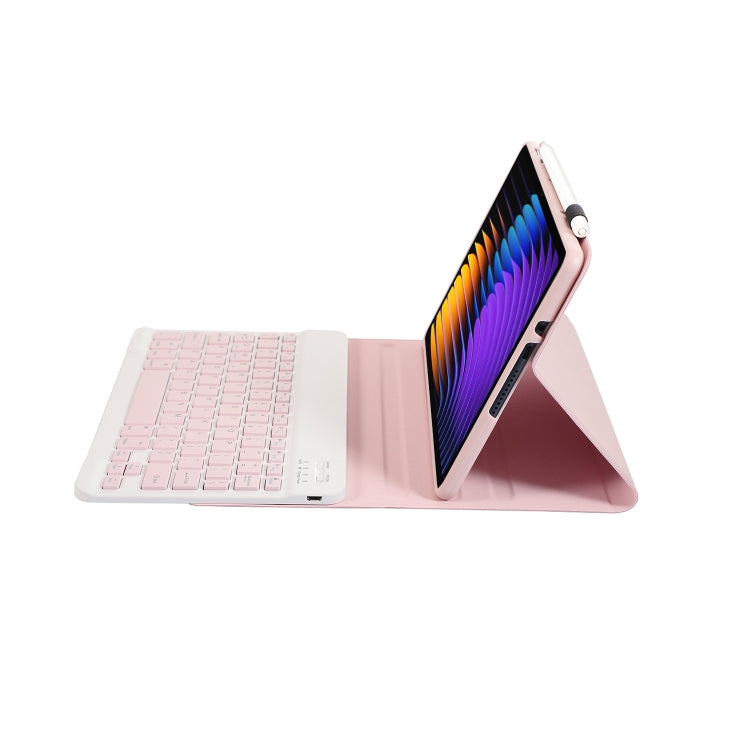 For Xiaomi Pad 7 / 7 Pro 11.2 inch A0N13 Ultra-thin Detachable Bluetooth Keyboard Leather Tablet Case(Pink White) - Others Keyboard by buy2fix | Online Shopping UK | buy2fix