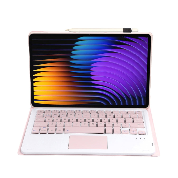 For Xiaomi Pad 7 / 7 Pro 11.2 inch A0N13-A Ultra-thin Detachable Bluetooth Keyboard Leather Tablet Case with Touchpad(Pink White) - Others Keyboard by buy2fix | Online Shopping UK | buy2fix