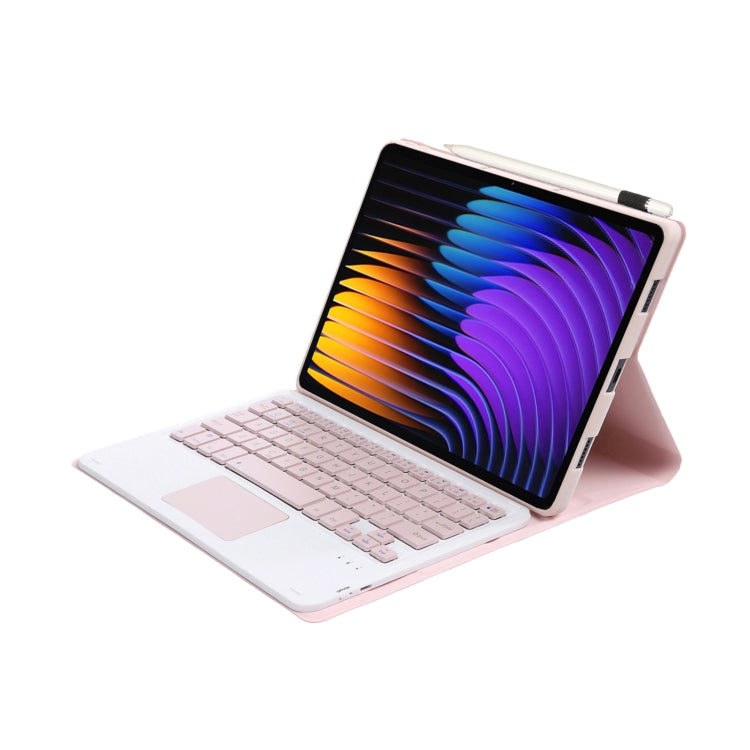For Xiaomi Pad 7 / 7 Pro 11.2 inch A0N13-A Ultra-thin Detachable Bluetooth Keyboard Leather Tablet Case with Touchpad(Pink White) - Others Keyboard by buy2fix | Online Shopping UK | buy2fix