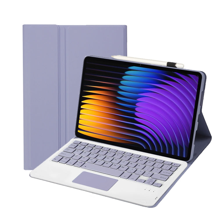 For Xiaomi Pad 7 / 7 Pro 11.2 inch A0N13-A Ultra-thin Detachable Bluetooth Keyboard Leather Tablet Case with Touchpad(Lavender White) - Others Keyboard by buy2fix | Online Shopping UK | buy2fix