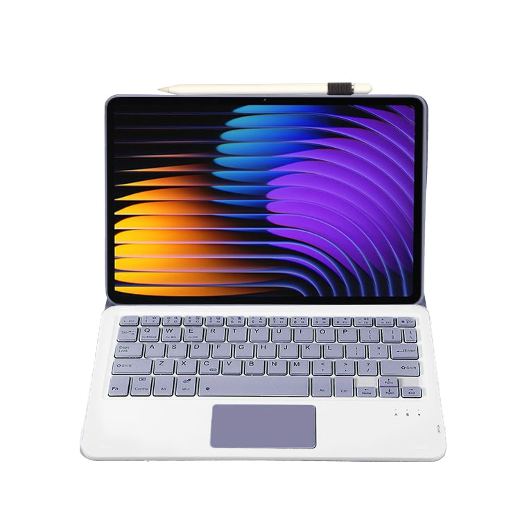 For Xiaomi Pad 7 / 7 Pro 11.2 inch A0N13-A Ultra-thin Detachable Bluetooth Keyboard Leather Tablet Case with Touchpad(Lavender White) - Others Keyboard by buy2fix | Online Shopping UK | buy2fix