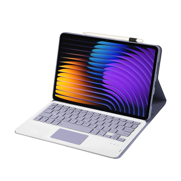 For Xiaomi Pad 7 / 7 Pro 11.2 inch A0N13-A Ultra-thin Detachable Bluetooth Keyboard Leather Tablet Case with Touchpad(Lavender White) - Others Keyboard by buy2fix | Online Shopping UK | buy2fix
