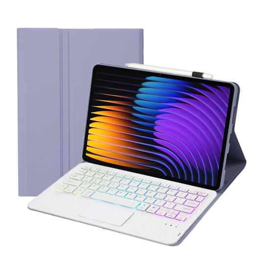 For Xiaomi Pad 7 / 7 Pro 11.2 inch A0N13-AS Ultra-thin Detachable Backlight Bluetooth Keyboard Leather Tablet Case with Touchpad(Lavender White) by buy2fix