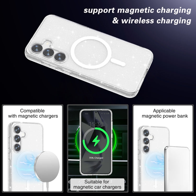 For Samsung Galaxy S25+ 5G Terminator MagSafe Magnetic Phone Case(Glitter White) by buy2fix