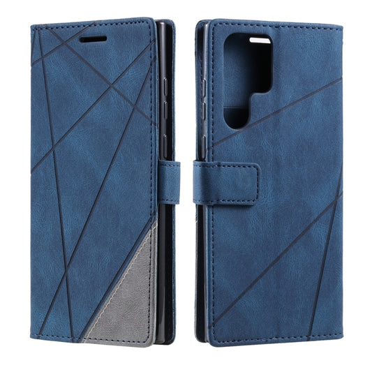 For Samsung Galaxy S25 Ultra 5G Skin Feel Splicing Leather Phone Case(Blue) by buy2fix