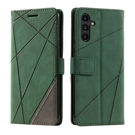 For Samsung Galaxy S25 5G Skin Feel Splicing Leather Phone Case(Green) by buy2fix