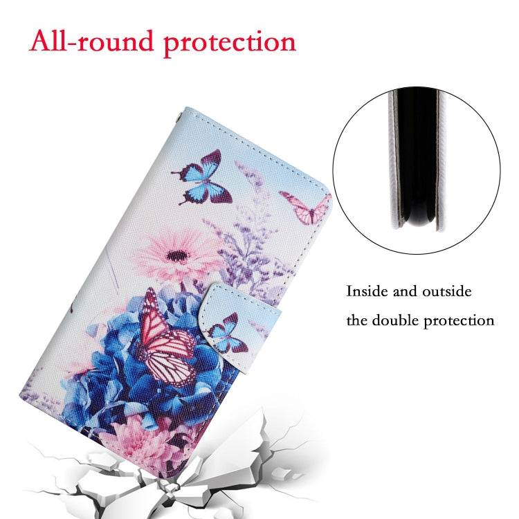 For Samsung Galaxy S25 5G Colored Drawing Pattern Leather Phone Case(Purple Butterfly) by buy2fix