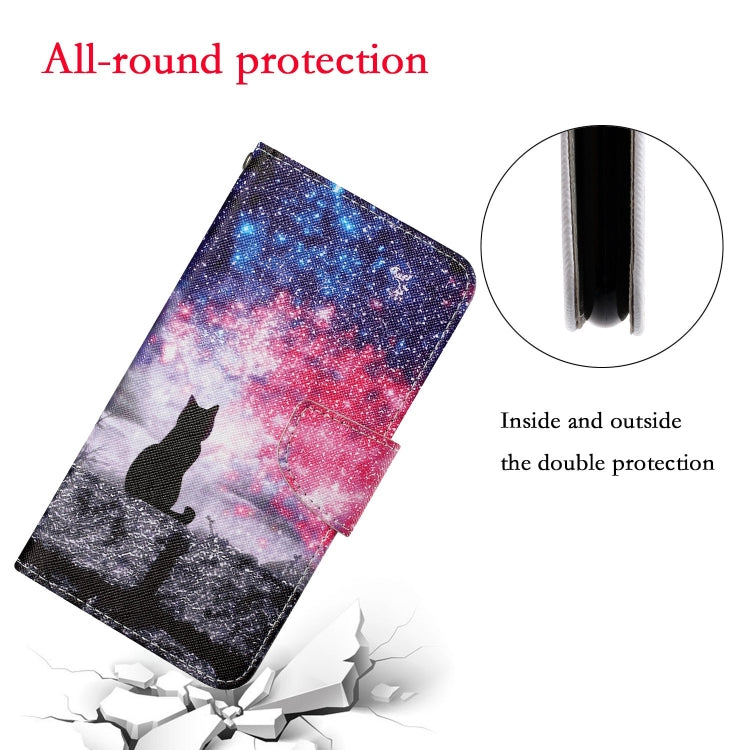 For Samsung Galaxy S25+ 5G Colored Drawing Pattern Leather Phone Case(Star Sky Cat) by buy2fix