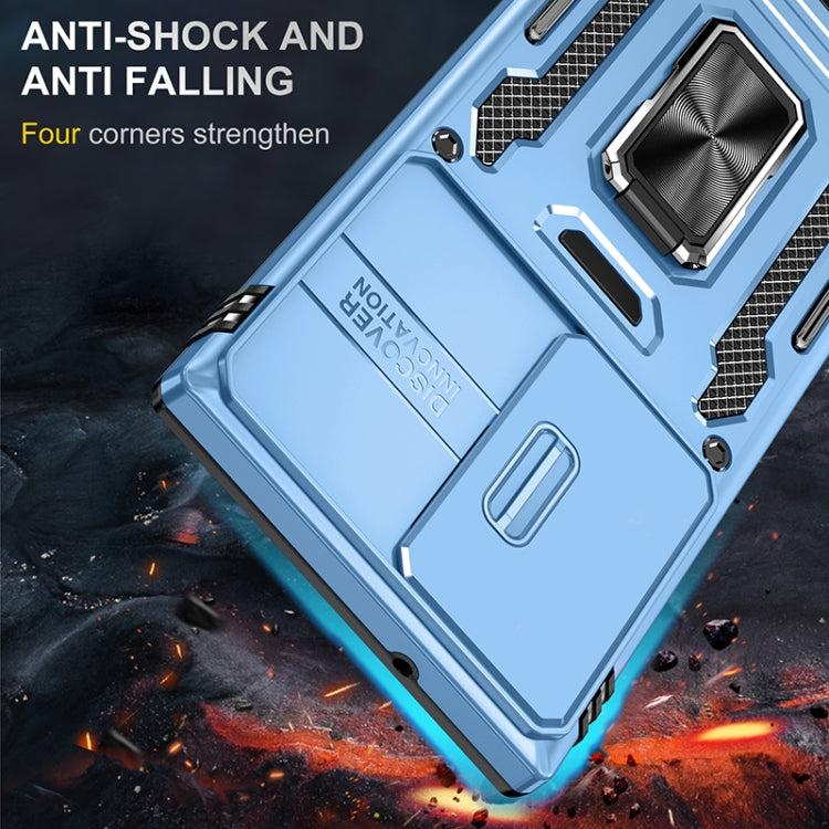 For Samsung Galaxy S25 Ultra 5G Armor PC Hybrid TPU Camera Shield Phone Case(Light Blue) by buy2fix